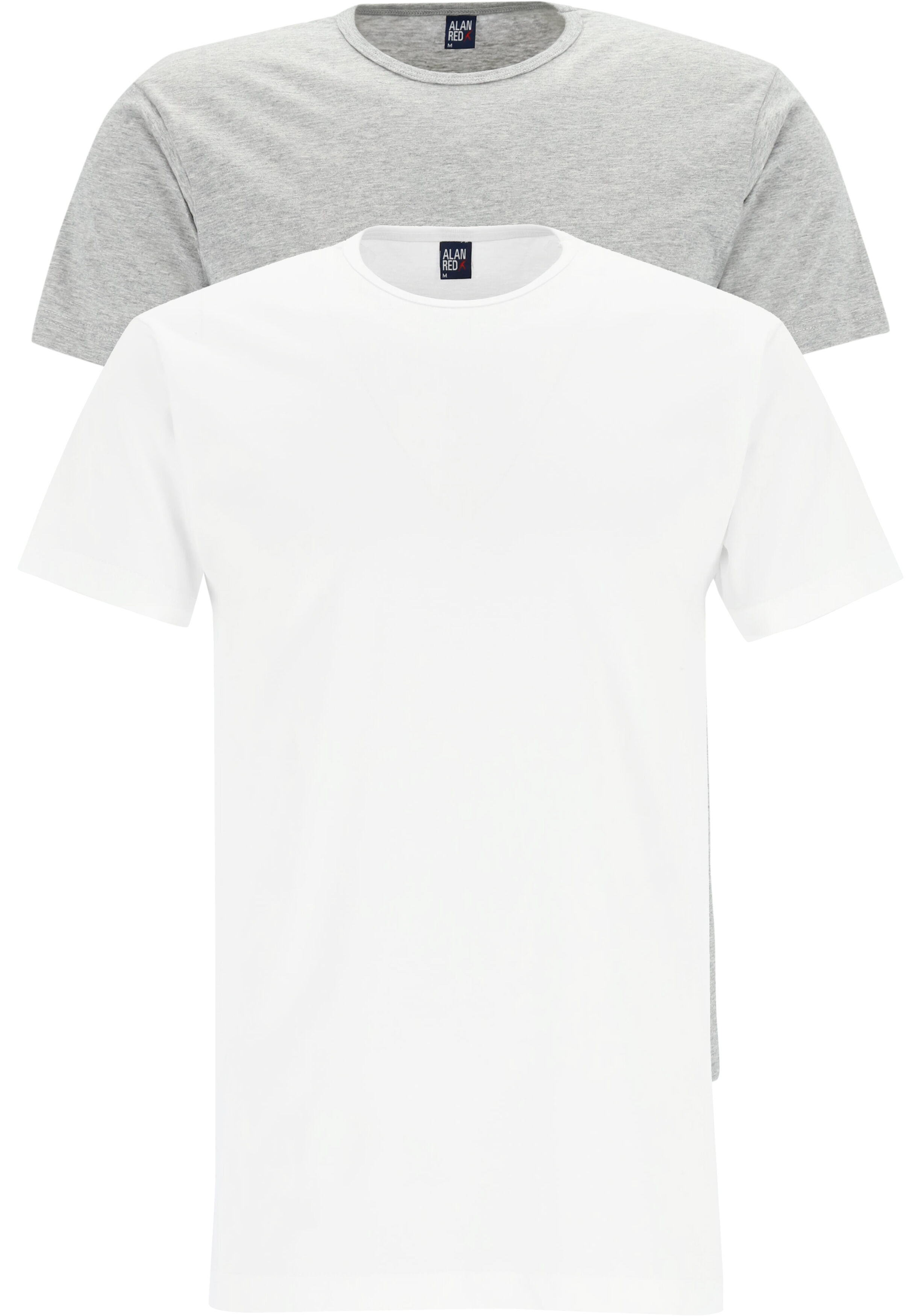 ALAN RED T-shirts Derby (2-pack), O-hals, wit en grijs melange